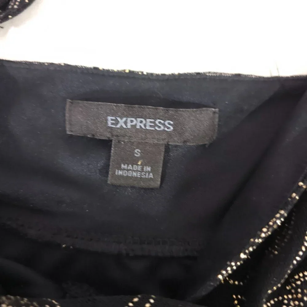 Black Gold Metallic Floral Sleeveless Tank Top With Rhinestone Strap Express S - Picture 6 of 9